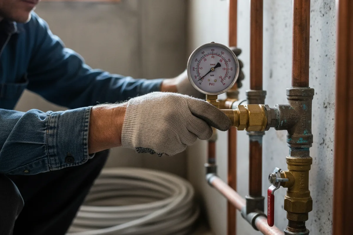 Pressure testing a repaired line during Water Line Repair in Ono